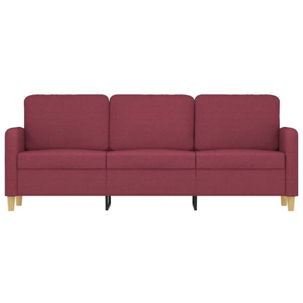 vidaXL 3-sitssoffa vinröd 180 cm tyg