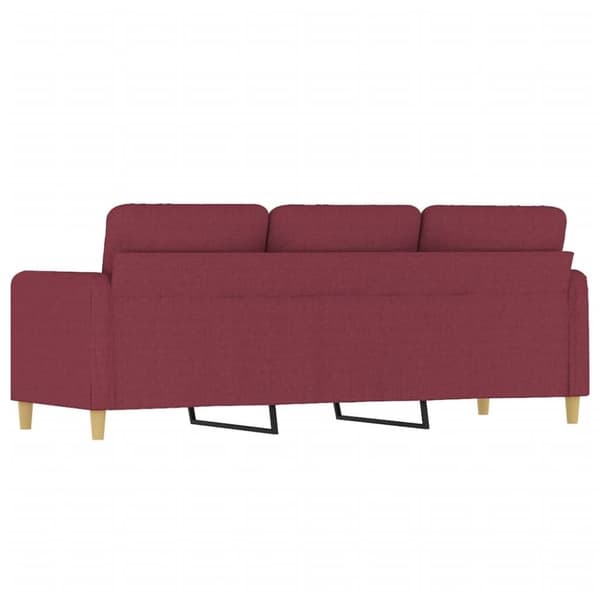 vidaXL 3-sitssoffa vinröd 180 cm tyg