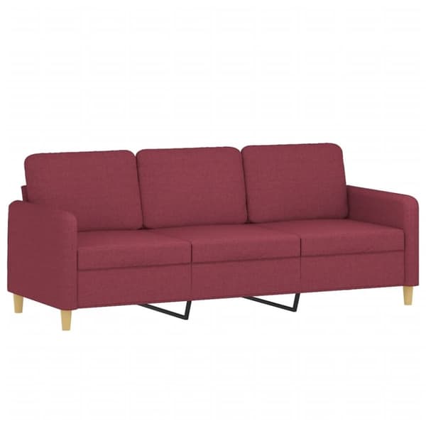 vidaXL 3-sitssoffa vinröd 180 cm tyg