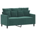 Miniatyrbillede 3 af 7: vidaXL sofasæt 2 dele med hynder velour mørkegrøn