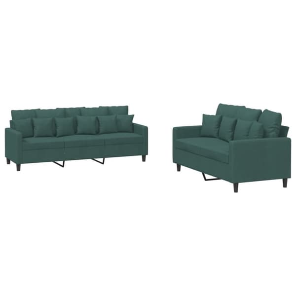 vidaXL sofasæt 2 dele med hynder velour mørkegrøn