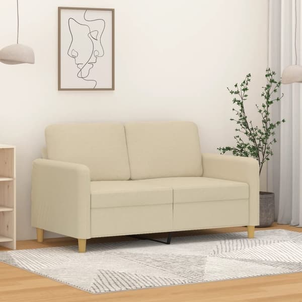vidaXL 2-sitssoffa gräddvit 120 cm tyg