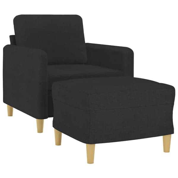 vidaXL Fåtölj med fotpall Svart 60 cm tyg