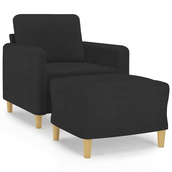vidaXL Fåtölj med fotpall Svart 60 cm tyg