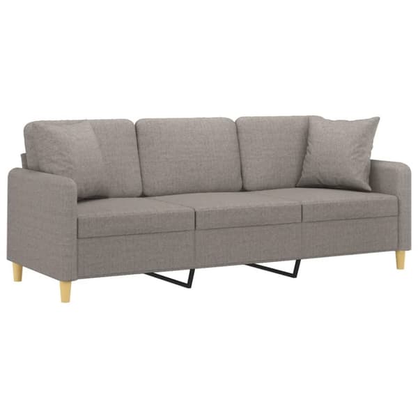 vidaXL 3-personers sofa med pyntepuder 180 cm stof gråbrun