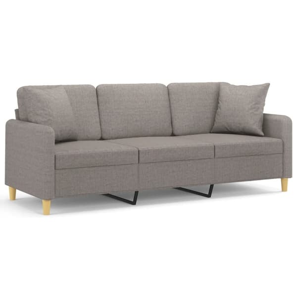 vidaXL 3-personers sofa med pyntepuder 180 cm stof gråbrun