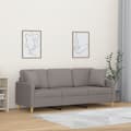 Miniatyrbillede 1 af 8: vidaXL 3-personers sofa med pyntepuder 180 cm stof gråbrun