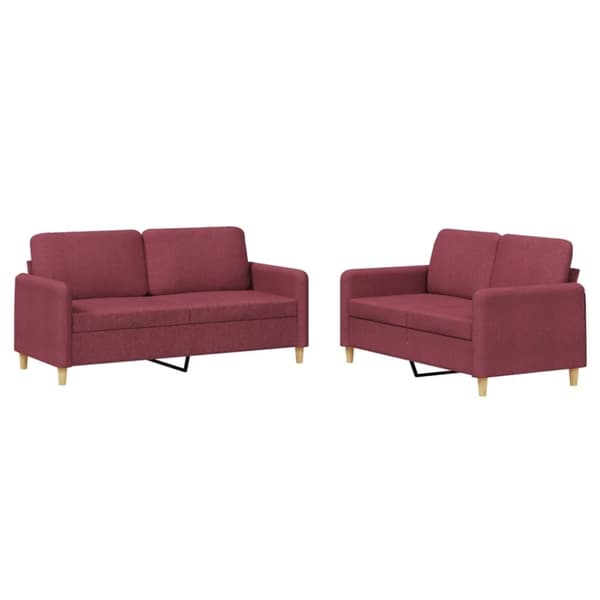 vidaXL sofasæt 2 dele med hynder stof vinrød