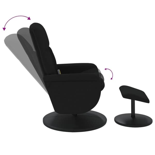 vidaXL Massagefåtölj med fotpall svart sammet