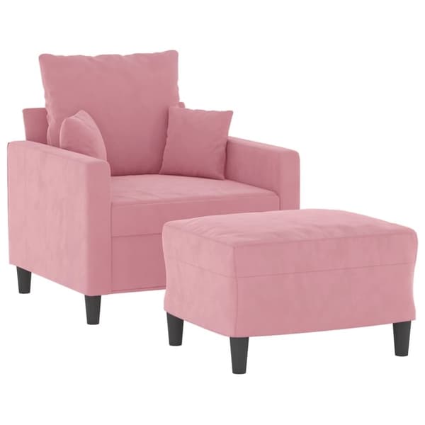 vidaXL Fåtölj med fotpall rosa 60 cm sammet