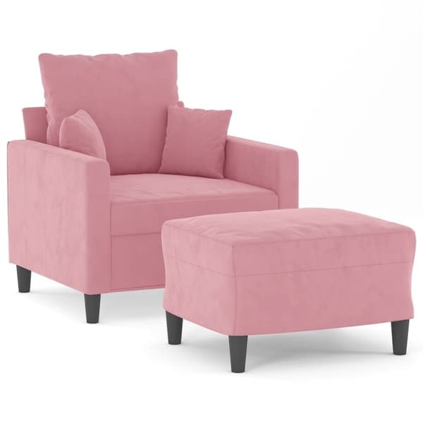 vidaXL Fåtölj med fotpall rosa 60 cm sammet