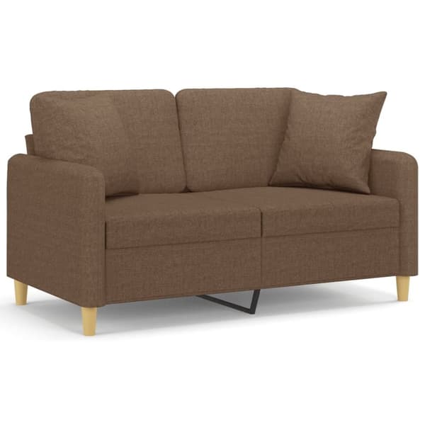 vidaXL 2-personers sofa med pyntepuder 120 cm stof brun