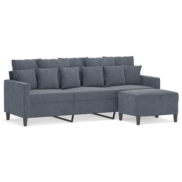 vidaXL 3-sitssoffa med fotpall mörkgrå 180 cm sammet