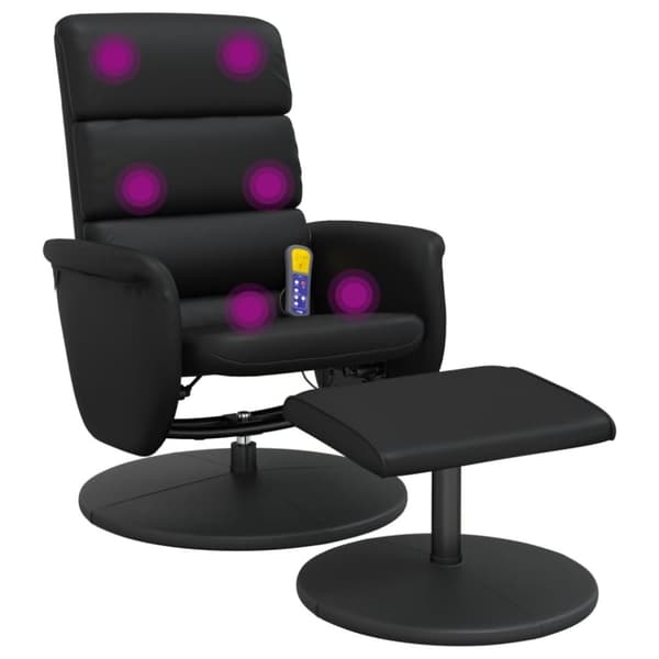 vidaXL Massagefåtölj med fotpall svart konstläder