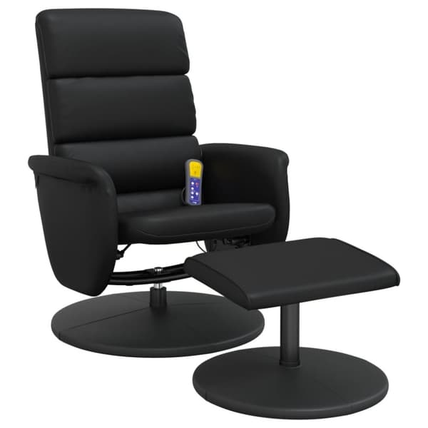 vidaXL Massagefåtölj med fotpall svart konstläder