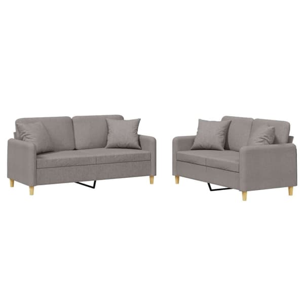 vidaXL sofasæt 2 dele med puder stof gråbrun