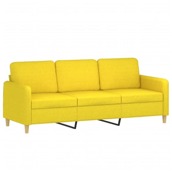vidaXL 3-personers sofa med fodskammel 180 cm stof lysegul