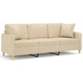 Miniatyrbillede 1 af 8: vidaXL 3-personers sofa med pyntepuder 180 cm stof cremefarvet