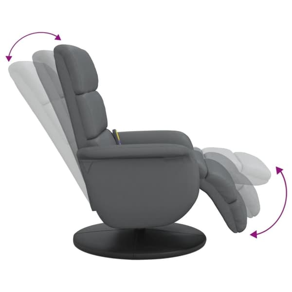 vidaXL Massagefåtölj med fotstöd grå konstläder