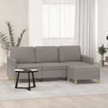 Miniatyrbillede 7 af 7: vidaXL 3-personers sofa med fodskammel 180 cm stof Gråbrun
