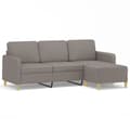 Miniatyrbillede 1 af 7: vidaXL 3-personers sofa med fodskammel 180 cm stof Gråbrun