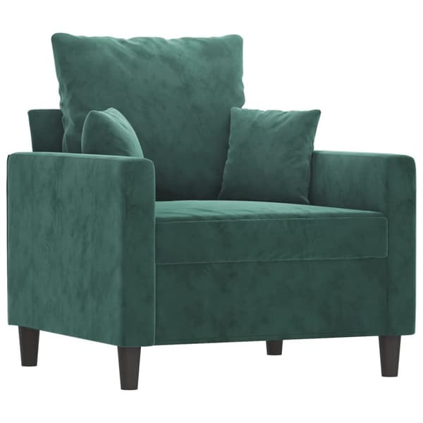 vidaXL sofasæt 3 dele med hynder velour mørkegrøn