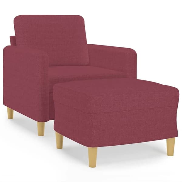 vidaXL sofastol med fodskammel 60 cm stof vinrød