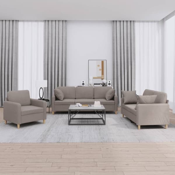 vidaXL sofasæt 3 dele med puder stof gråbrun
