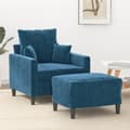 Miniatyrbillede 7 af 7: vidaXL sofastol med fodskammel 60 cm velour blå