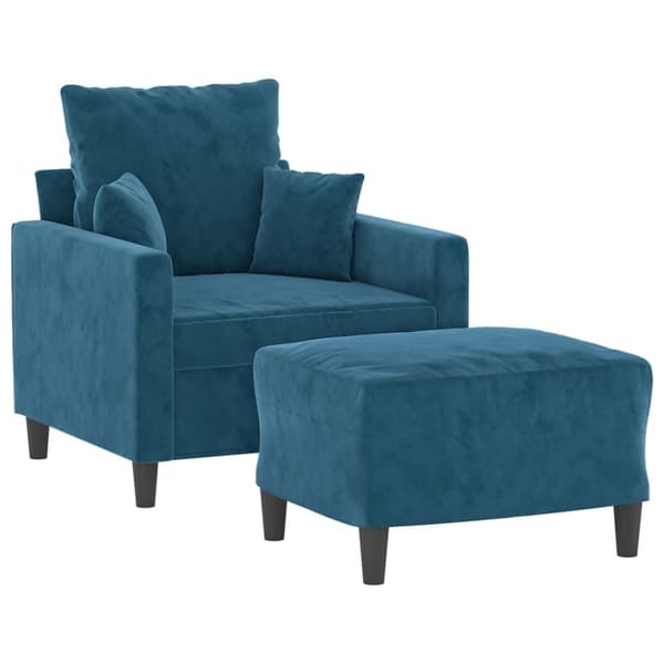 vidaXL sofastol med fodskammel 60 cm velour blå