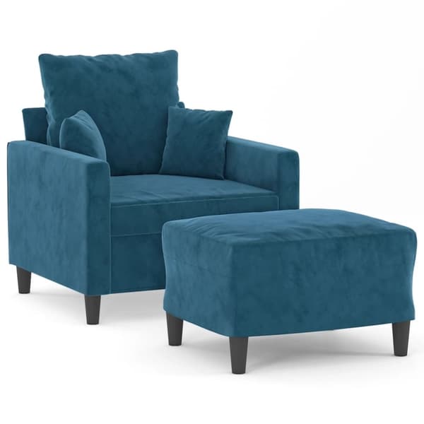 vidaXL sofastol med fodskammel 60 cm velour blå