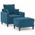 Miniatyrbillede 1 af 7: vidaXL sofastol med fodskammel 60 cm velour blå
