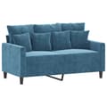 Miniatyrbillede 4 af 8: vidaXL sofasæt 3 dele med hynder velour blå