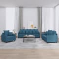 Miniatyrbillede 1 af 8: vidaXL sofasæt 3 dele med hynder velour blå