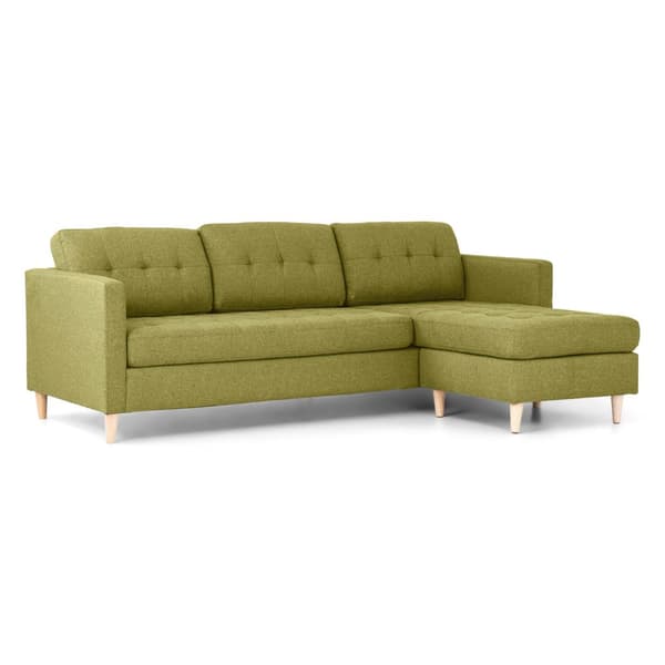 Marino soffa, schäslong höger eller vänster, i grön tyg och med träben.