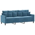 Miniatyrbillede 1 af 8: vidaXL 3-personers sofa 180 cm velour blå