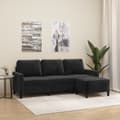 Miniatyrbild 7 av 7: vidaXL 3-sitssoffa med fotpall svart 180 cm sammet