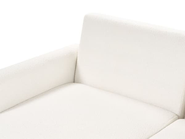 Høyre hjørnesofa Hvit Boucle polstret med sovesofa med uttrekkbar polstret rygg med treben