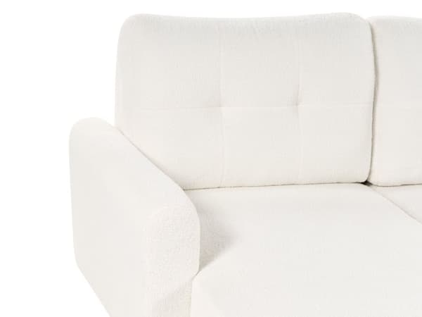 Høyre hjørnesofa Hvit Boucle polstret med sovesofa med uttrekkbar polstret rygg med treben