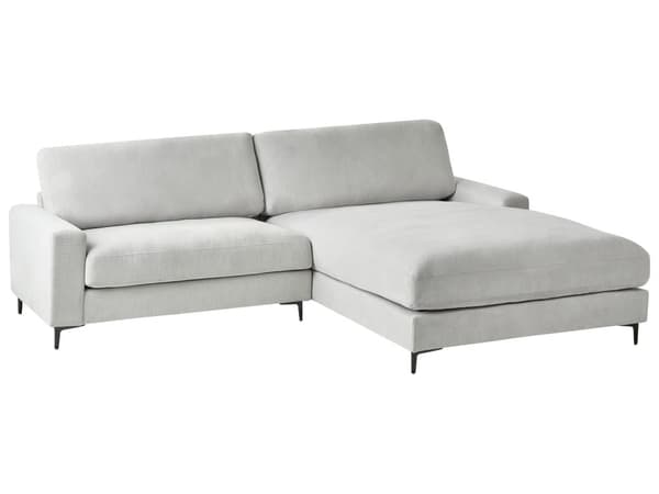 Hjørnesofa lysegrå 3-personers polstret Chenille stof med metalben venstre L-formet minimalistisk