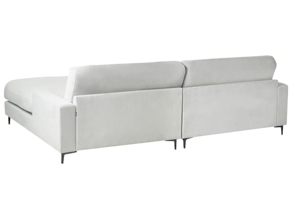 Hjørnesofa lysegrå 3-personers polstret Chenille stof med metalben venstre L-formet minimalistisk