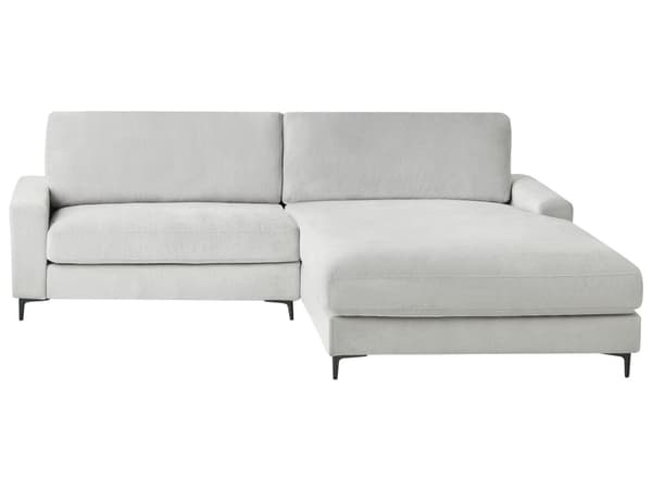 Hjørnesofa lysegrå 3-personers polstret Chenille stof med metalben venstre L-formet minimalistisk