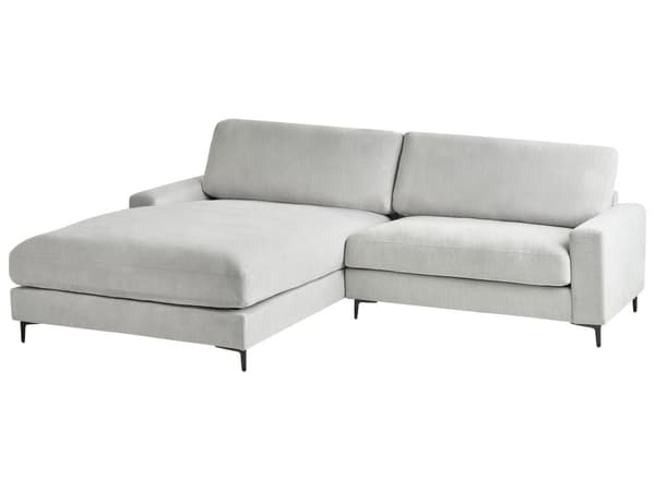Hjørnesofa lysegrå 3-personers polstret Chenille stof med metalben højre L-form minimalistisk