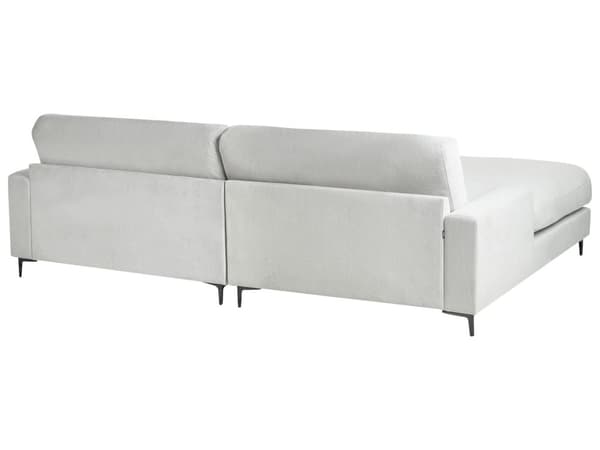 Hjørnesofa lysegrå 3-personers polstret Chenille stof med metalben højre L-form minimalistisk
