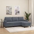 Miniatyrbillede 7 af 7: vidaXL 3-personers sofa med fodskammel 180 cm velour Mørkegrå