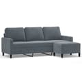 Miniatyrbillede 1 af 7: vidaXL 3-personers sofa med fodskammel 180 cm velour Mørkegrå