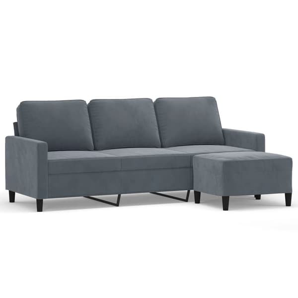 vidaXL 3-personers sofa med fodskammel 180 cm velour Mørkegrå