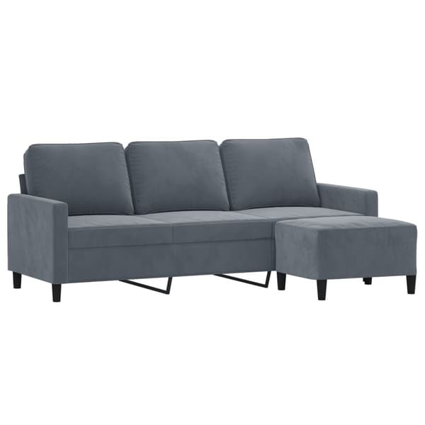 vidaXL 3-sitssoffa med fotpall mörkgrå 180 cm sammet