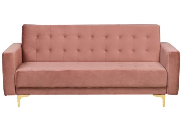 Sofagruppe Rosa Fløyel 3-seters sovesofa 2 lenestoler Justerbar rygg Sovefunksjon Metallben Dekorative knapper Moderne design Stue