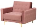 Miniatyrbilde 9 av 11: Sofagruppe Rosa Fløyel 3-seters sovesofa 2 lenestoler Justerbar rygg Sovefunksjon Metallben Dekorative knapper Moderne design Stue